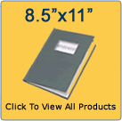 8.5" x 11" (case bound on 11" edge)